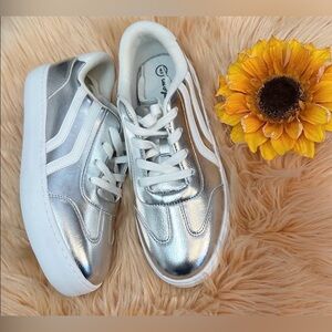 Silver Metallic Sneakers Girls Sz 5 NEW!